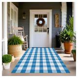 $54 Buffalo Plaid Outdoor Rugs, 4'x6' Blue and...