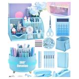 $45 LXEVIHK 20Pcs Blue Desk Organizers and...