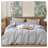 $101 MooMee Striped Duvet Cover Set 100% Washed...