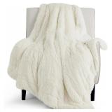 $40 Bedsure GentleSoft Fluffy Cream Throw...