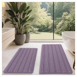 $36 ACCUMTEK Striped Lavender Bathroom Rug Mat...