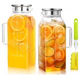 $47 2 Liters/68oz 2 Pack Square Glass Pitcher...
