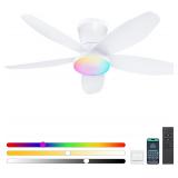 $81 Surtime Flush Mount RGB Ceiling Fans with...