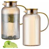 $53 Buaic 2 PACK Glass Pitcher with Lid, 68 oz/...