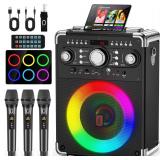 $150 HWWR Karaoke Machine, Portable Bluetooth...