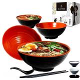$43 4 Ramen Bowls, 12 pieces Pho set. Red Black...