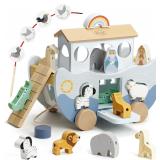 $45 Joyreal Wooden Noah's Ark Toy for 1 Year...