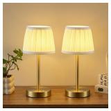 $47 PUSU 2 Pack Cordless LED Gold Table Lamps,...