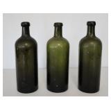 3 Olive Green Bottles