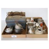 2 Trays of Lunch Boxes & Kitchen Collectibles