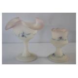 Frosted Glass Candle Stand & Open Compote