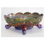 Footed Carnival Glass Bowl
