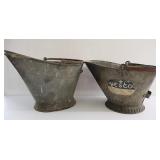 2 Galvanized Coal Hods / Ash Buckets