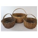 3 Splint Oak Baskets