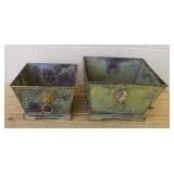 2 Metal Planters with Lions Head Decor