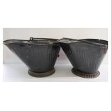 2 Painted Coal Hods / Ash Buckets