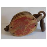 Western Block Co. Wood & Metal Sheave Pulley