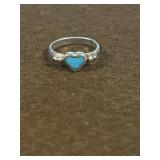 Sterling Size 4.5 Turquoise Heart Ring