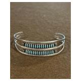 Sterling Zuni Needlepoint Turquoise Cuff Bracelet