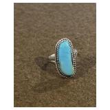 Sterling Ring 4.5 Navajo Turquoise