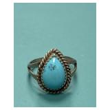 Size 7 925 Turquoise Tear Drop Ring
