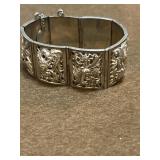Sterling Asian Export Hinged Panel Bracelet
