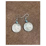 Buffalo Nickel Turquoise Earrings