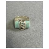 Sterling Size 8.5 Turquoise Bezel-Set Ring