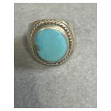 Sterling Size 9 Native American Round Turquoise