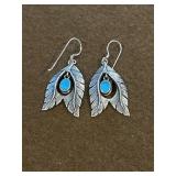 Sterling Navajo Feather Dangle Earrings