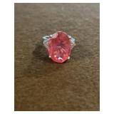 Sterling Size 5.5 Oval-Cut Gemstone Ring