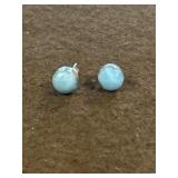 Sterling Larimar Atlantis Stone Stud Earrings