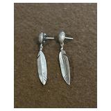 Sterling Dangle Feather Earrings
