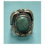 925 Native American Navajo-style Turquoise Ring