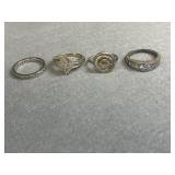 Sterling Size 8 Ring Lot of 4