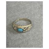 Size 6.5 Sterling Open Swirl Turquoise Ring