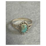Sterling 6.5 Turquoise Oval Inlay Ring