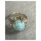 Sterling Size 7.5 Turquoise Cabochon Ring