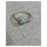 Sterling Size 6.5 Spiral Turquoise Ring