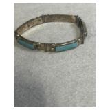 Sterling Native American Turquoise Inlay Bracelet
