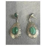 Sterling Navajo Malachite Dangle Earrings