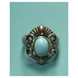 Size 7.5 925 Larimar Stone Set Ring