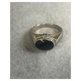 Sterling Size 11.5 Black Onyx Cabochon Ring