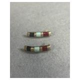 Sterling Zuni Turquoise Half Hoop Earrings