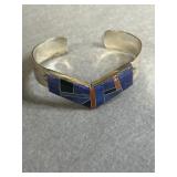 Navajo Sterling Inlay Cuff Bracelet with Lapis