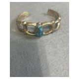 Sterling Turquoise Cuff with Sandcast Design