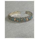 Native American Sterling Silver Turquoise Cuff