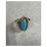 Sterling Size 8 Blue Turquoise Ring