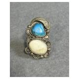 Size 5 Sterling Stacked Turquoise Ring