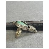 Sterling Size 9 Turquoise Inlay Eagle Design Ring